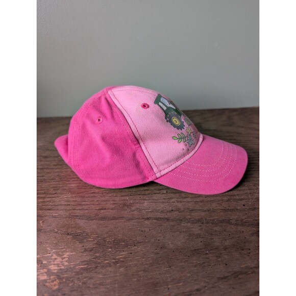John Deere Pink Cap Hat Tractor Flowers Farmer Toddler One Size Elastic Back - Picture 3 of 8